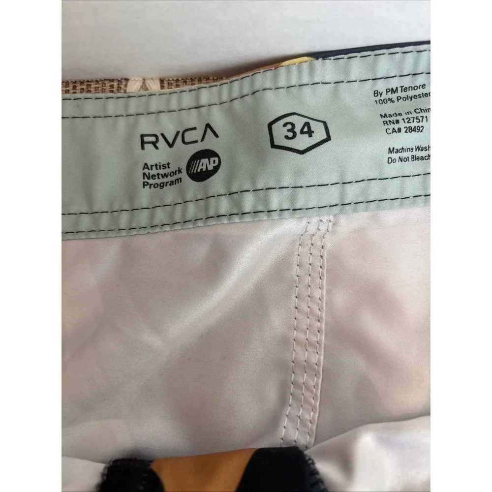 RVCA ANP PM Tenore Designed Board Shorts Mens 34 Geometric‎ Surf Swim Trunks